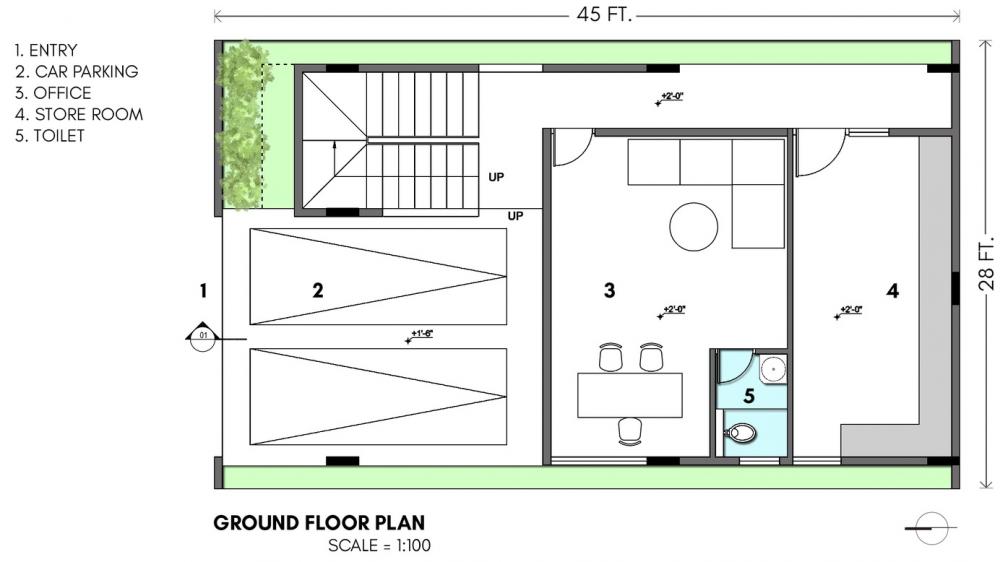 tầng trệt nhà phố 3 tầng