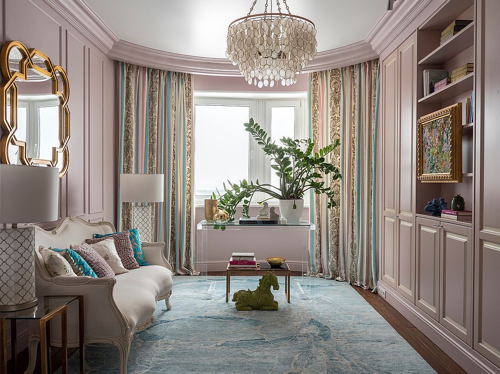 mẫu phòng khách màu hồng đẹp