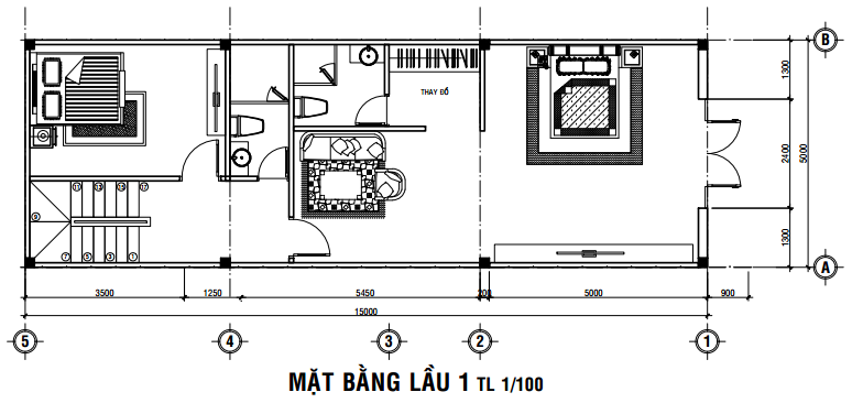 mặt bằng lầu 1