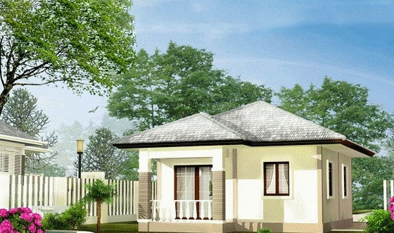 nhà mái Thái 50m2 có phần mái tiền sảnh đua ra ngoài 1m