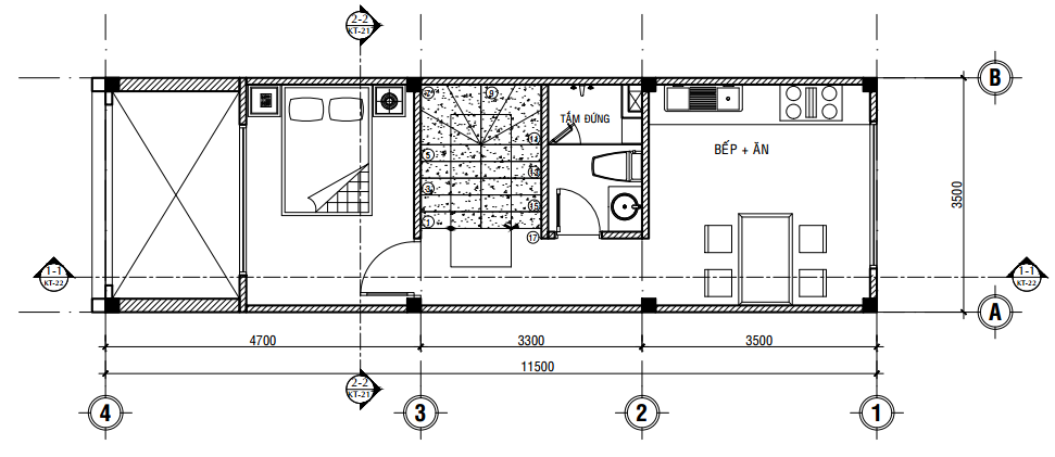 Giải pháp xây nhà phố 1 trệt 1 lửng, 2 lầu có sân thượng trên mảnh ...