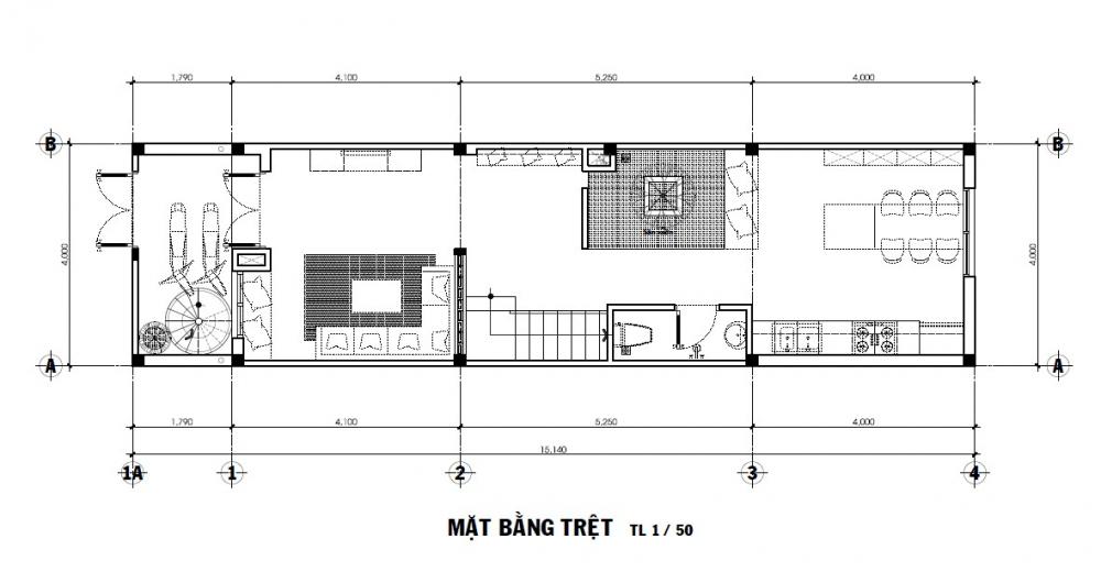 mặt bằng tầng trệt