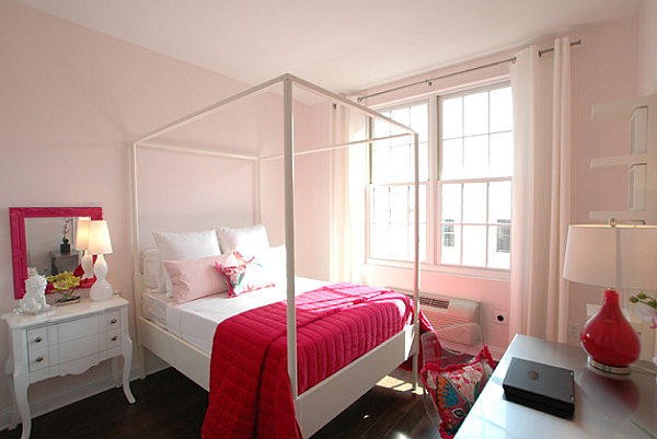 phòng ngủ màu hồng phấn