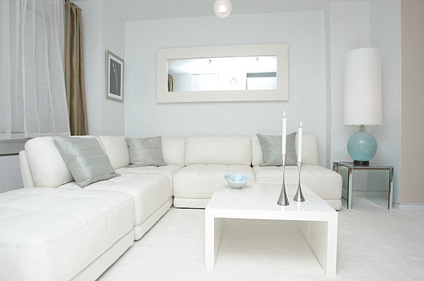 sparse pastel accents in a gray and white room 8763