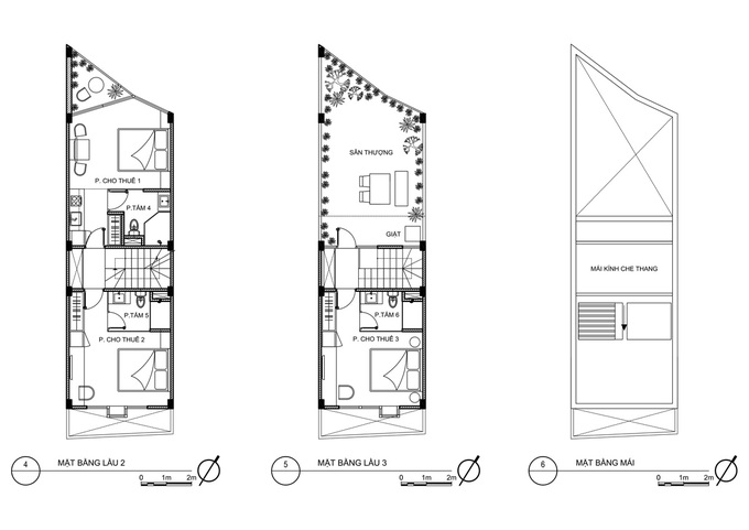 Bản thiết kế tầng 2, 3 và không gian sân thượng