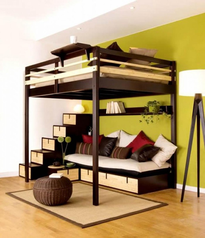 thiết kế giường gác xép bằng gỗ