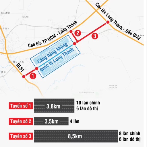 Sẽ có 3 tuyến đường bộ chính kết nối với sân bay Long Thành