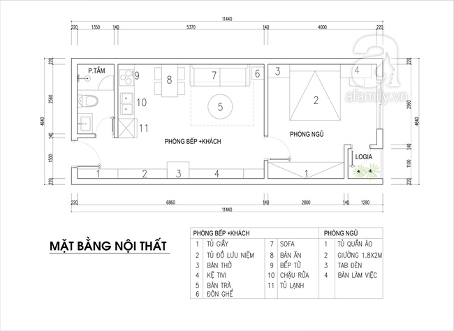 thiết kế nội thất căn hộ 47m2