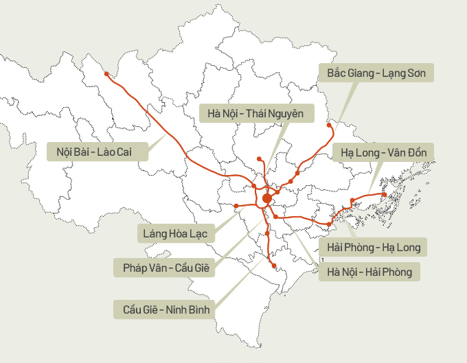 Các tuyến cao tốc kết nối Hà Nội với hơn 10 tỉnh phía Bắc