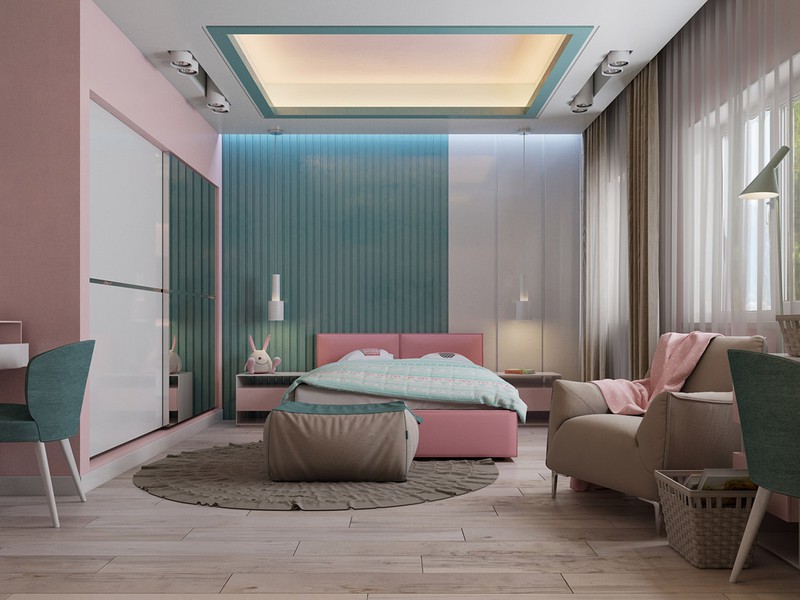 phòng ngủ đẹp với gam màu hồng nhẹ nhàng
