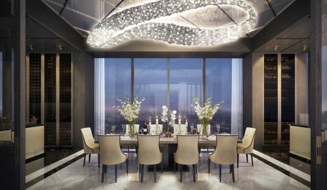 Nội thất phòng ăn trong căn penthouse đắt nhất Singapore được thiết kế cầu kỳ