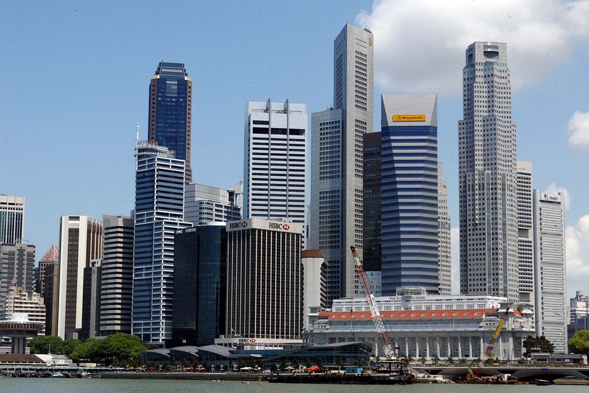 Hình ảnh khu trung tâm tài chính Singapore với những tòa nhà cao tầng san sát nhau