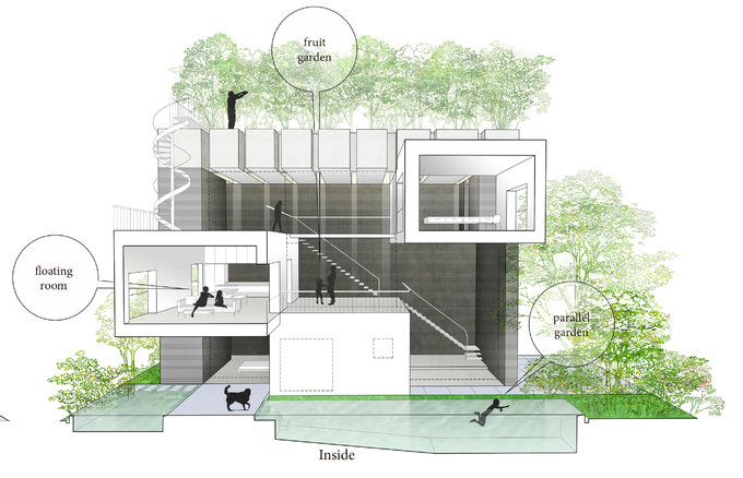 Hình ảnh bản vẽ thiết kế 3D nhà Đà Nẵng  của Võ Trọng Nghĩa Architects