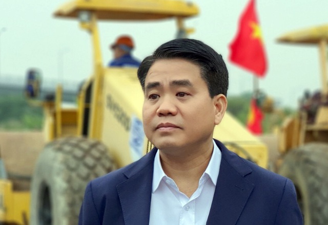 Hình ảnh ông Nguyễn Đức Chung, Chủ tịch UBND TP. Hà Nội tại lễ khởi công dự án đường nối Vành đai 3 với cao tốc Hà Nội - Hải Phòng