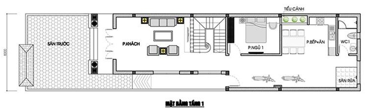 Mẫu thiết kế nhà ống 2 tầng 3 phòng ngủ cho gia đình có hai con trai