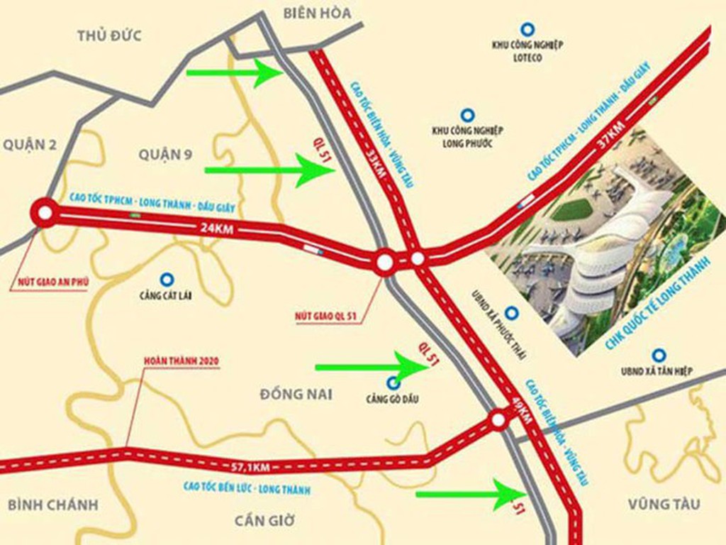 Hình ảnh đoạn tuyến cao tốc Biên Hòa - Vũng Tàu trên bản đồ