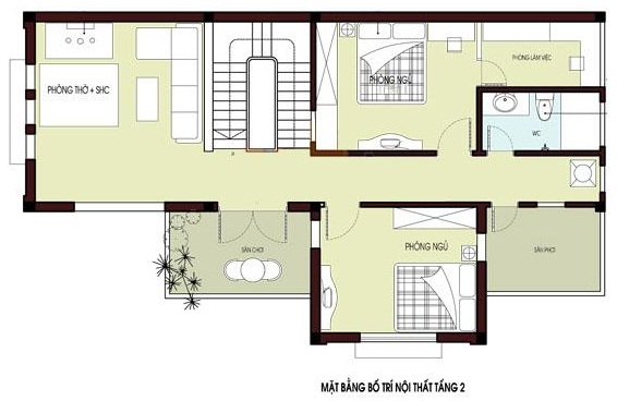 Hình ảnh bản vẽ thiết kế mặt bằng tầng 2 biệt thự.