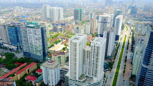 Hình ảnh các tòa chung cư cao tầng xen kẽ cây xanh