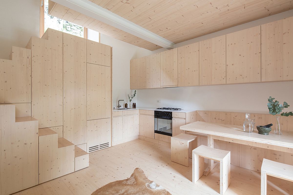 Hình ảnh phòng bếp ăn sử dụng nội thất gỗ đồng bộ