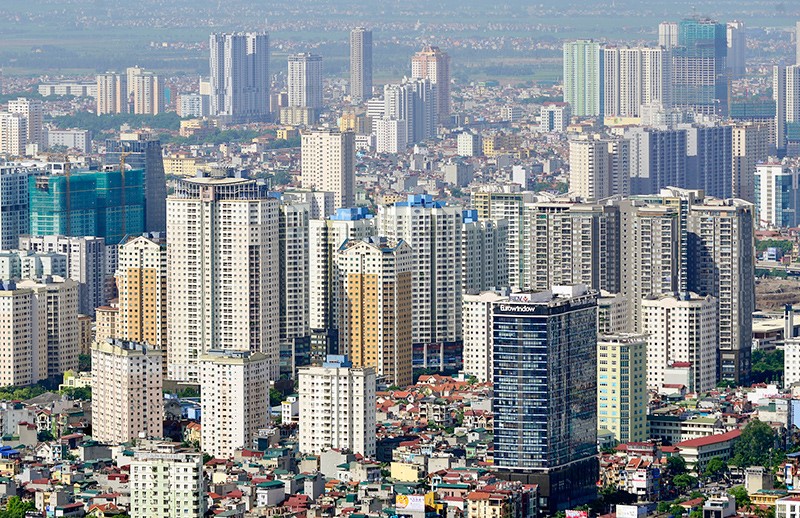 hình ảnh nhiều tòa nhà cao tầng nằm san sát trong thành phố