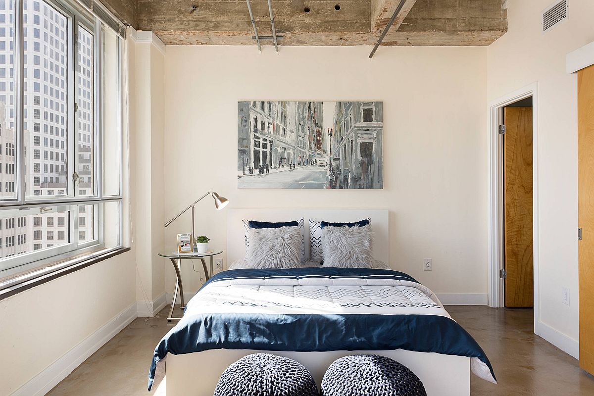 hình ảnh phòng ngủ nhỏ kết hợp giữa phong cách hiện đại và công nghiệp