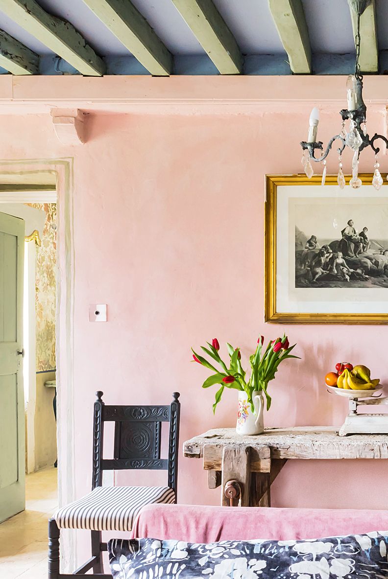 hình ảnh sơn tường nhà màu hồng đào