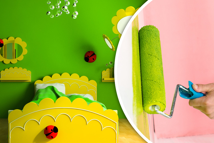 hình ảnh minh họa cho việc trang trí phòng ngủ của trẻ với tông màu xanh lá cây