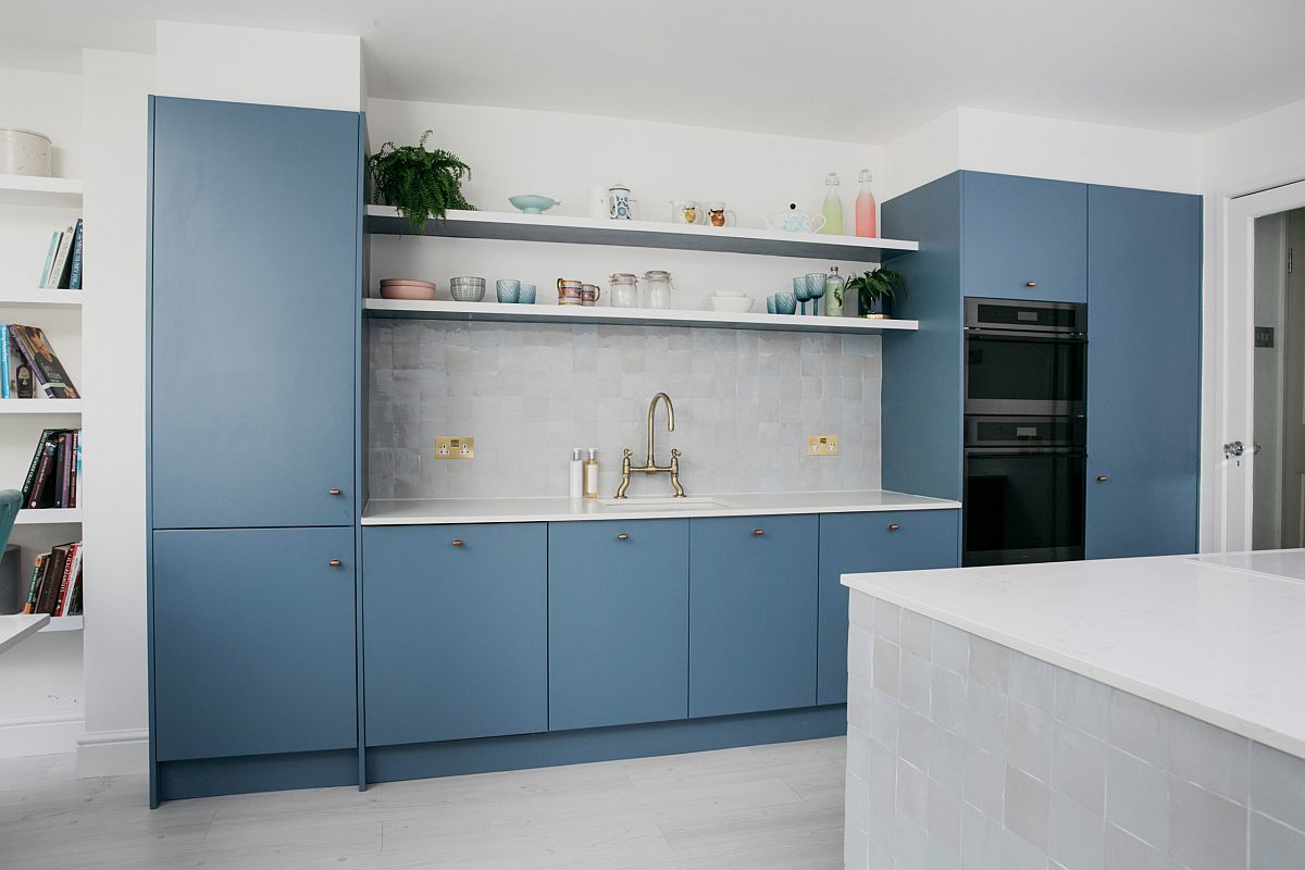 hình ảnh phòng bếp hiện đại màu xanh nhạt