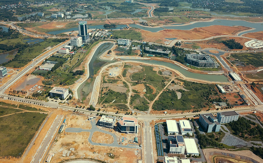 ảnh chụp khu đất quy hoạch xây đô thị nhìn từ trên cao