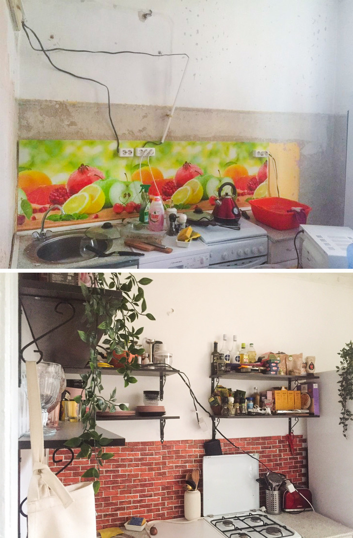 hình ảnh phòng bếp trước và sau khi cải tạo