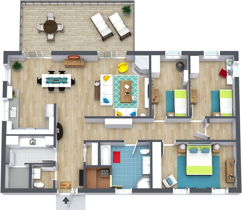 hình ảnh mẫu thiết kế nội thất căn hộ 3 phòng ngủ phong cách tối giản