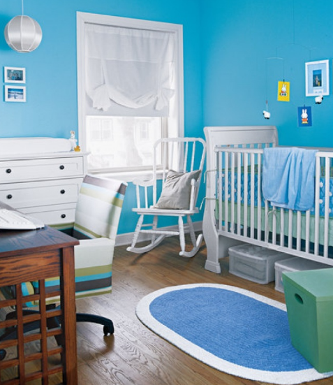 hình ảnh mẫu phòng ngủ màu xanh da trời dành cho bé