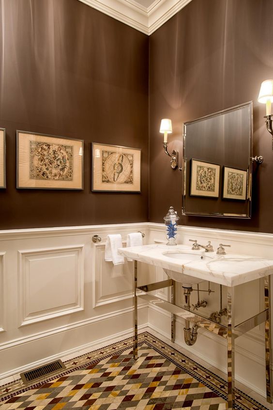 hình ảnh phòng tắm phong cách cổ điển màu nâu