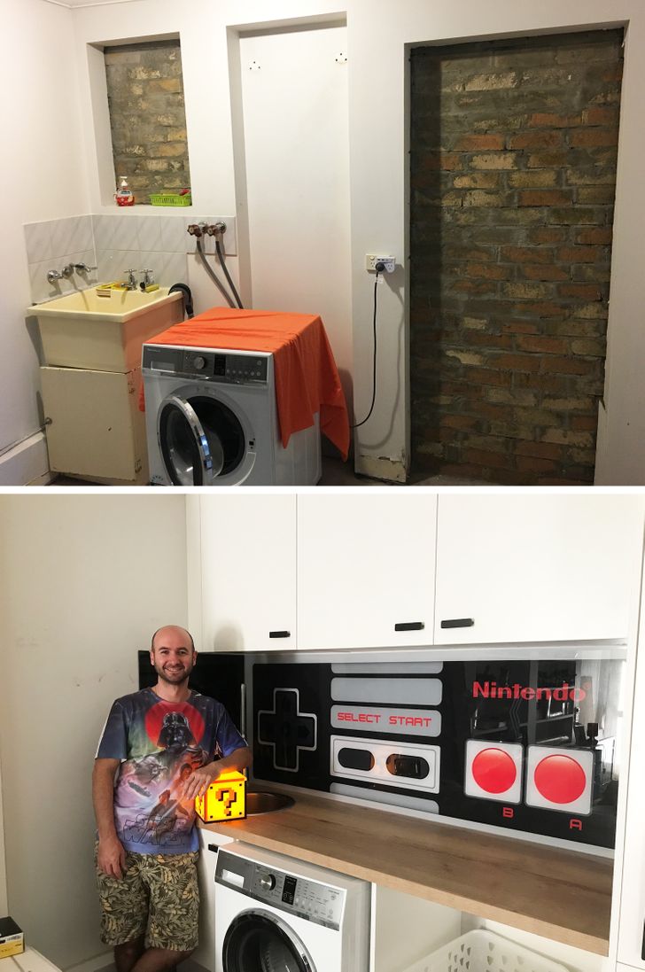 hình ảnh phòng giặt được cải tạo theo phong cách game thủ