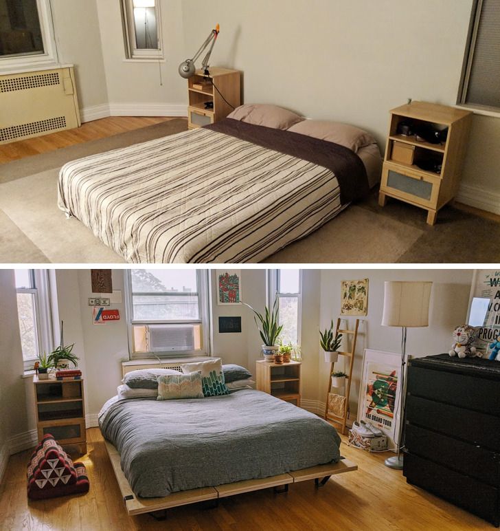 hình ảnh phòng ngủ trước và sau khi cải tạo
