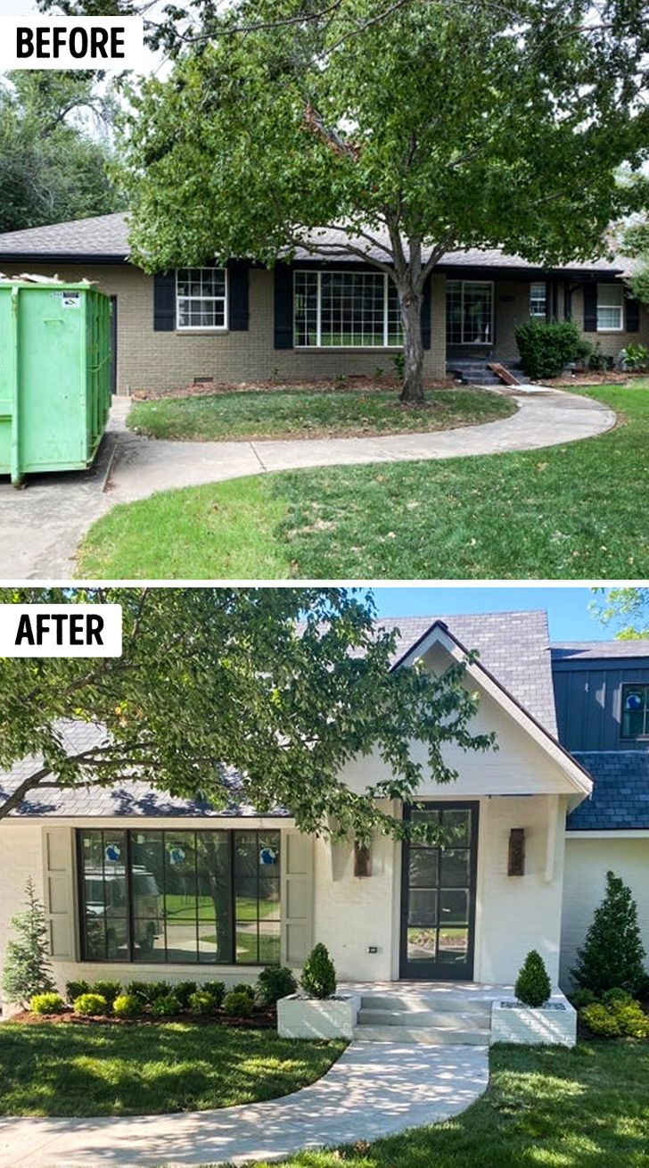 hình ảnh trước và sau khi cải tạo sân vườn, ngôi nhà