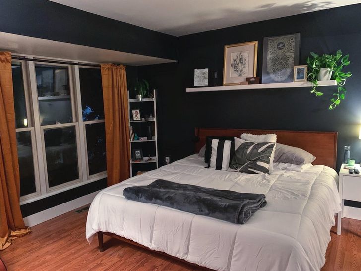 hình ảnh phòng ngủ với tường sơn màu đen cá tính