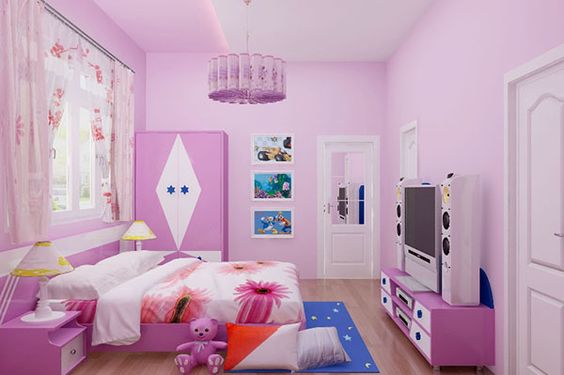 hình ảnh phòng ngủ con gái màu hồng trắng kết hợp hài hòa