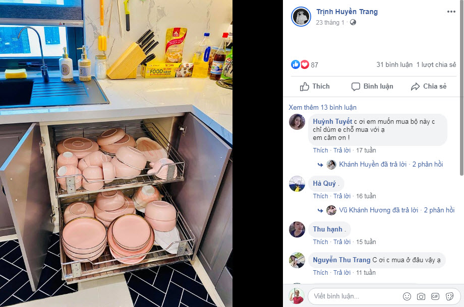 hình ảnh góc phòng bếp của nhà văn Huyền Trang Bất Hối