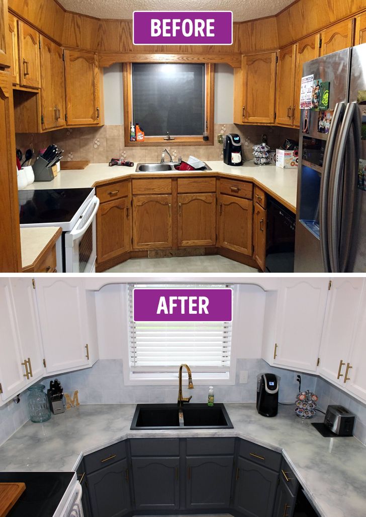 hình ảnh phòng bếp trước và sau khi được cải tạo