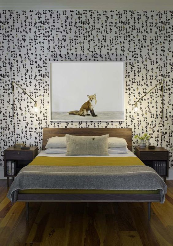 hình ảnh mẫu giường gỗ mộc mạc đặt trong phòng ngủ phong cách hiện đại