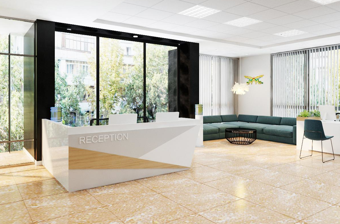 hình ảnh mẫu thiết kế nội thất văn phòng phong cách mở thoáng rộng, tràn ngập ánh sáng