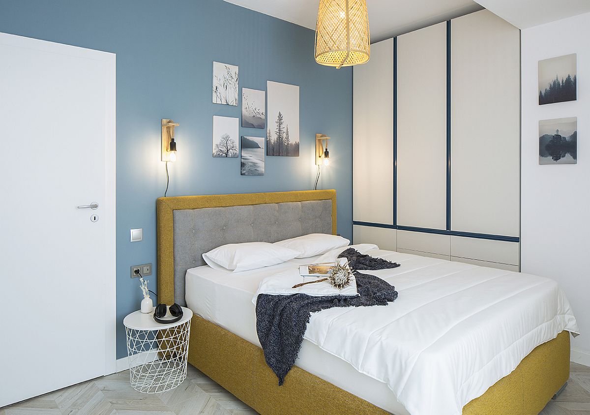 hình ảnh phòng ngủ hiện đại với bức tường đầu giường tạo điểm nhấn