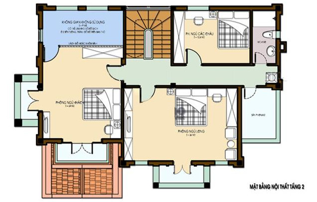 hình ảnh mặt bằng bố trí nội thất tầng 2 biệt thự