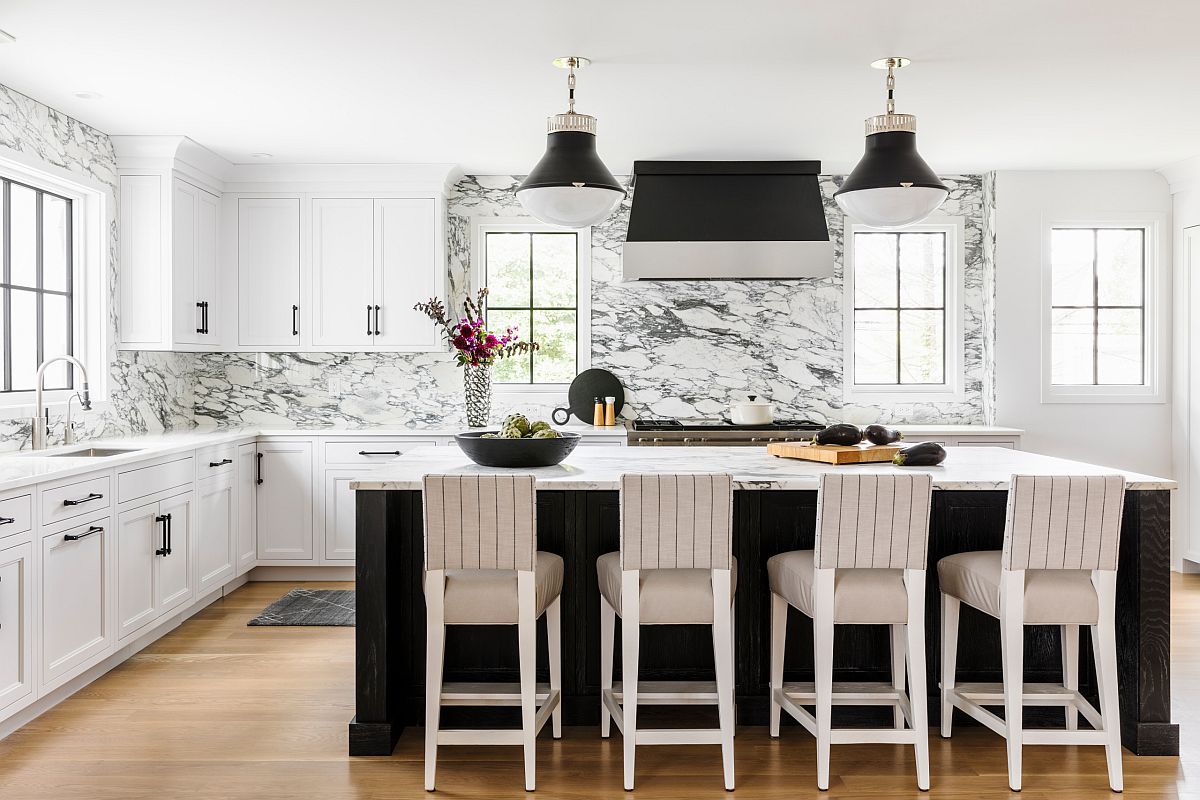 hình ảnh phòng bếp phong cách tối giản màu đen trắng