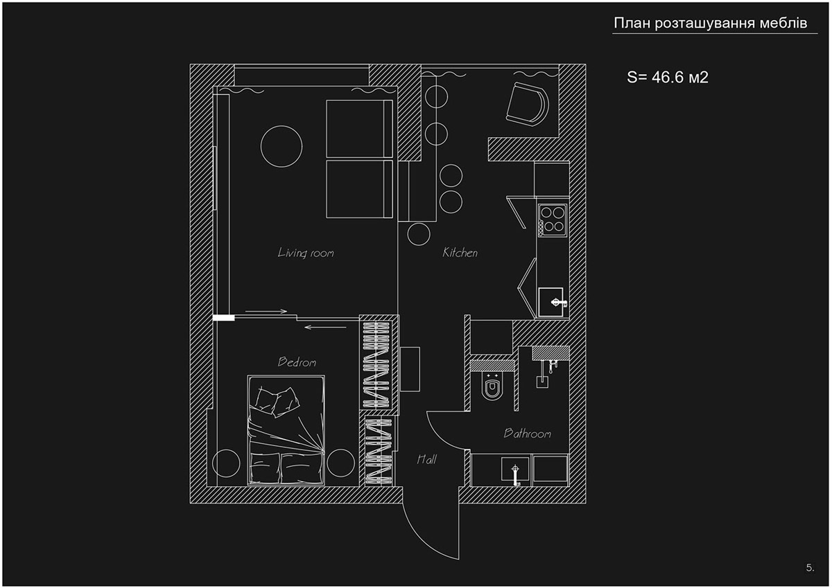 Sơ đồ mặt bằng căn hộ 46m2