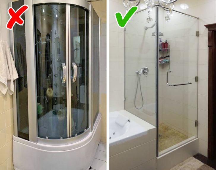 thiết kế nội thất phòng tắm có ngưỡng cửa cao và buồng tắm kính đơn giản