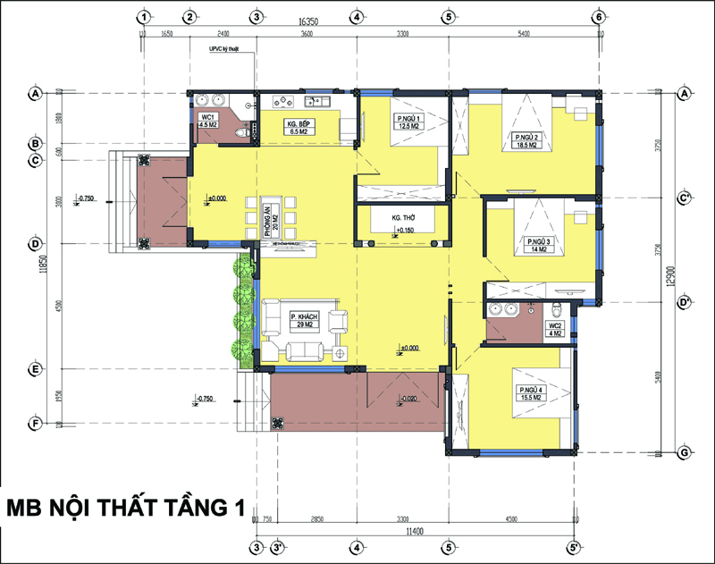 hình ảnh bản vẽ thiết kế mặt bằng bố trí nội thất biệt thự hiện đại