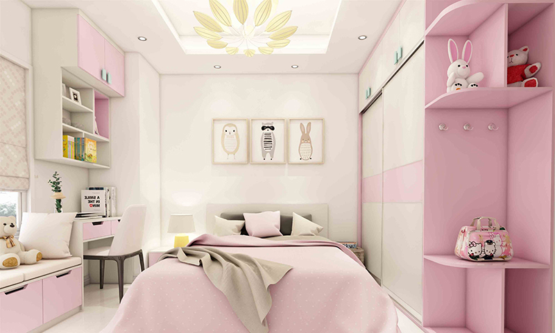 Được trang trí với gam màu hồng "kinh điển" nhưng phòng ngủ bé gái không hề tạo cảm giác sến súa, thay vào đó là sự thanh lịch, nhã nhặn.