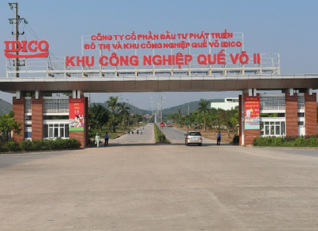 hình ảnh cổng Khu công nghiệp Quế Võ II, tỉnh Bắc Ninh với dòng chữ màu đỏ lớn